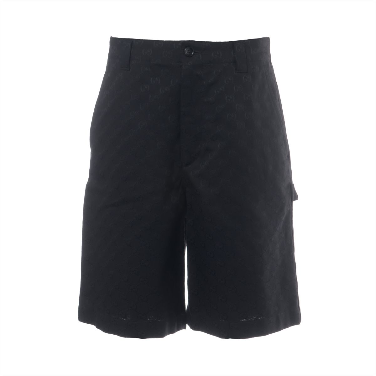 【中古】グッチ GGスプリーム 25SS コットン×ポリエステル パンツ 44 メンズ ブラック 791566 ペインターショーツ ハーフパンツ ハンガー付き