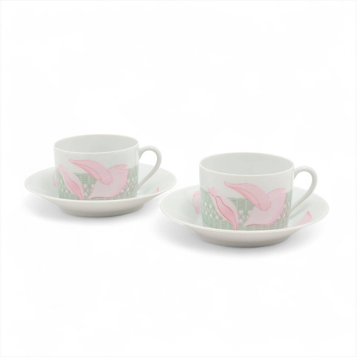 【中古】エルメス Pivoines ピヴォワンヌ 優勝杯\u0026平円盤 瀬戸もの サクラ色×緑であること 2客仕掛ける