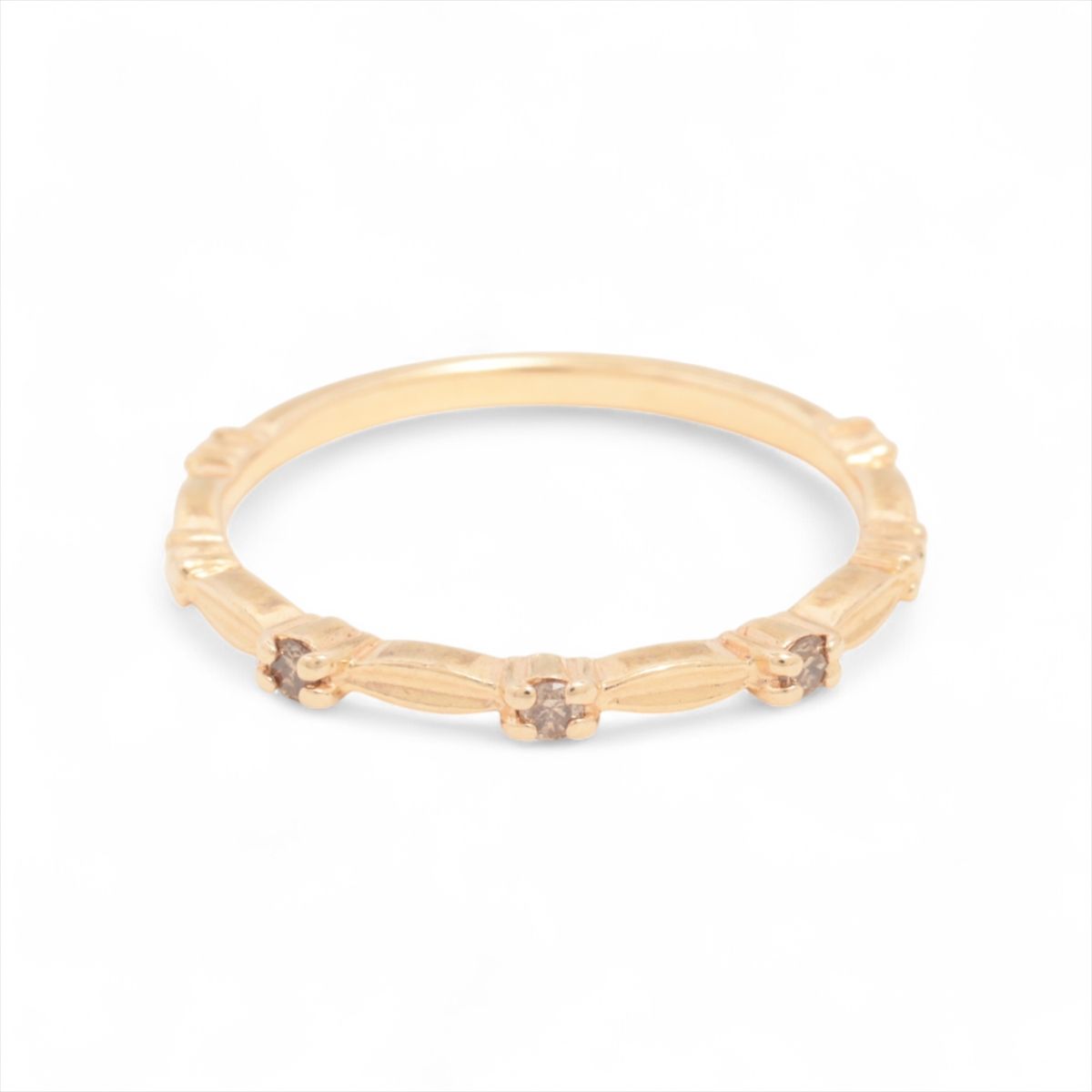 【中古】アガット ダイヤ リング K10(PG) 0.9g 0.04｜ALLU 店