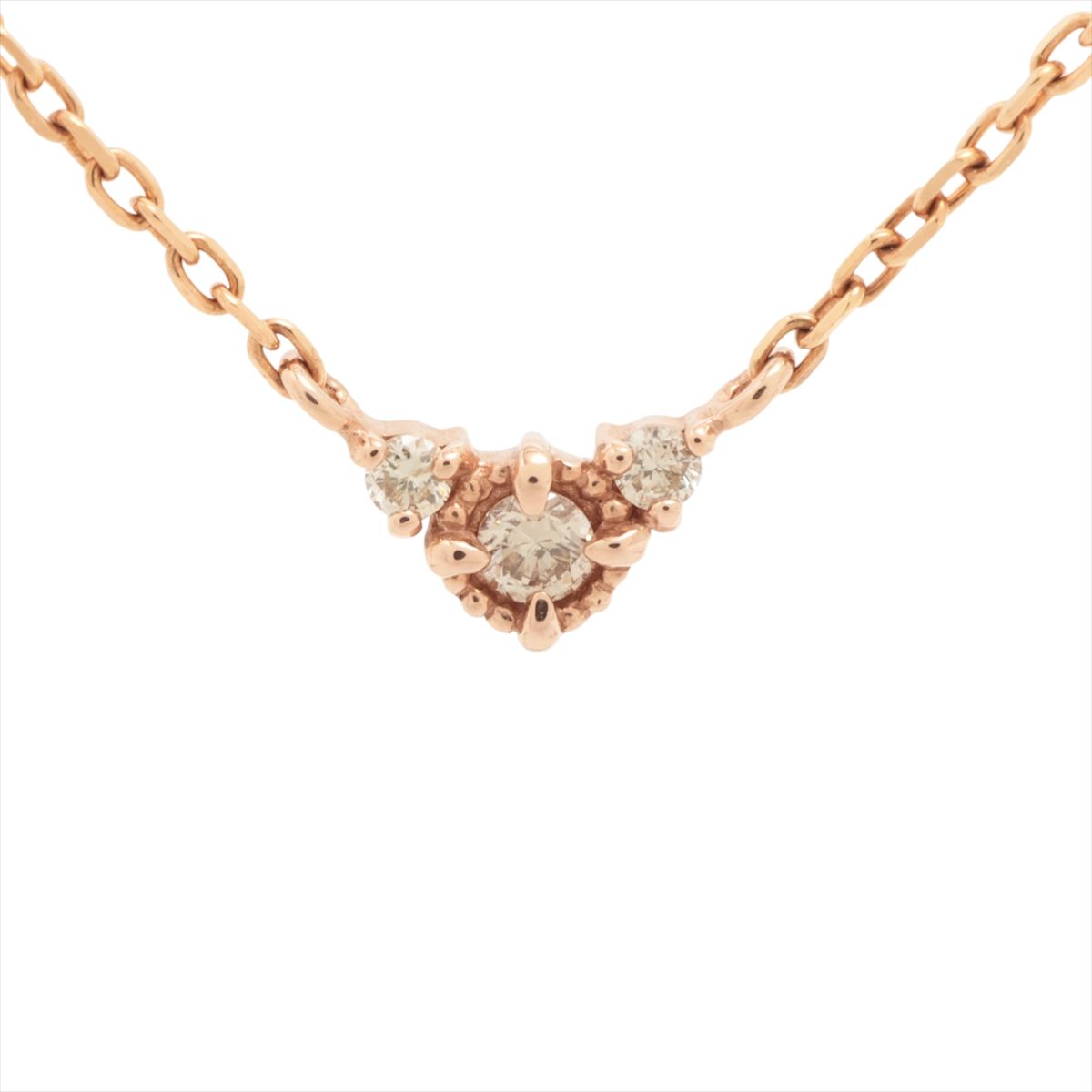 【中古】アガット ダイヤ ネックレス K10(PG) 0.9g 0.03