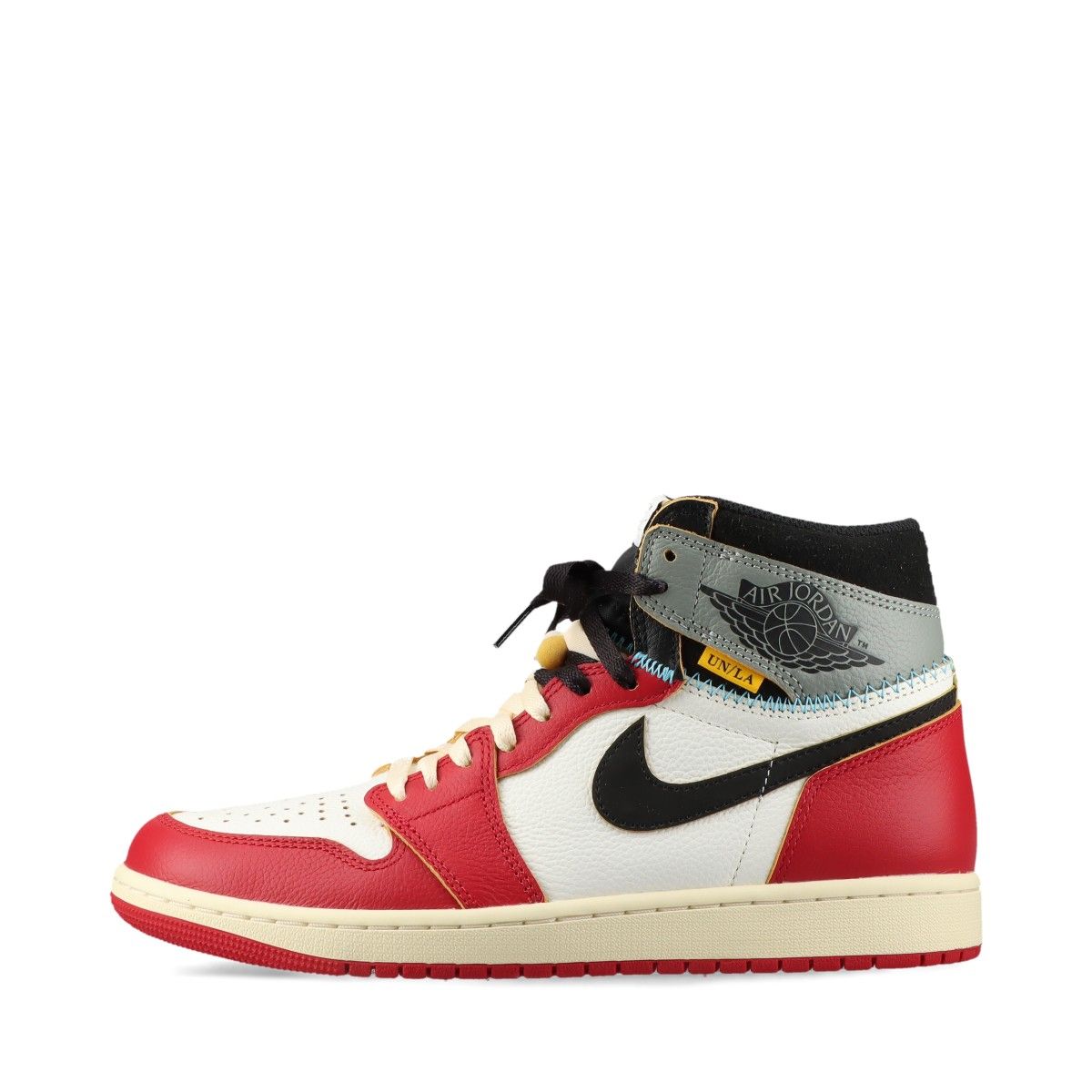 【中古】ナイキ×ユニオン ロサンゼルス AIR JORDAN 1 RETRO HIGH OG SP 25SS レザー ハイカットスニーカー 27.5cm メンズ レッド×ホワイト HV8563-600 ロゴチャーム 箱あり