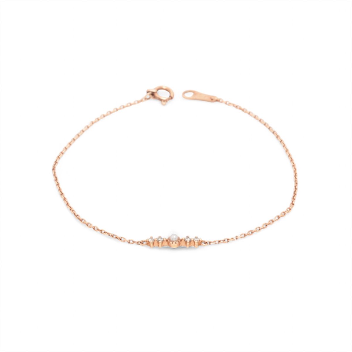 【中古】アガット パール 金剛石 腕輪 K10(PG) 0.7g 0.03