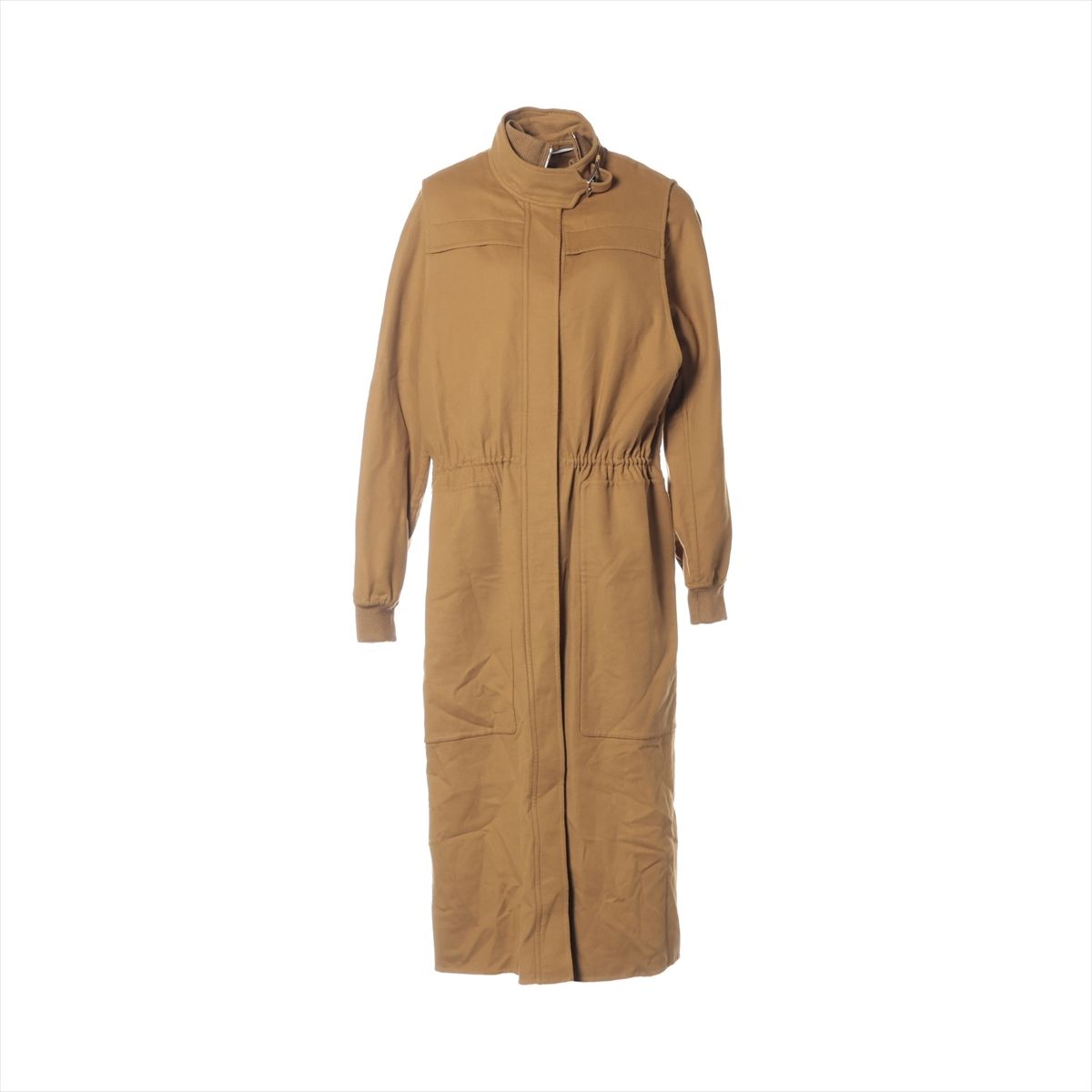 【中古】エルメス 羊毛×地絹 合奏団 38 レディース 赤銅色  5E0118DD 厚地の外套 2way