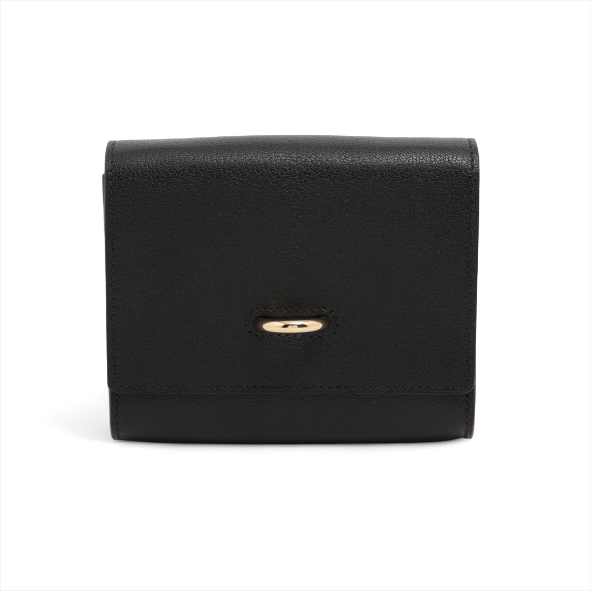 【中古】エルメス シェーヌダンクル シェーブルシャムキラ コンパクトウォレット 黒いこと ゴールド金具 W:2024年 嘱するストラップ付き添い人