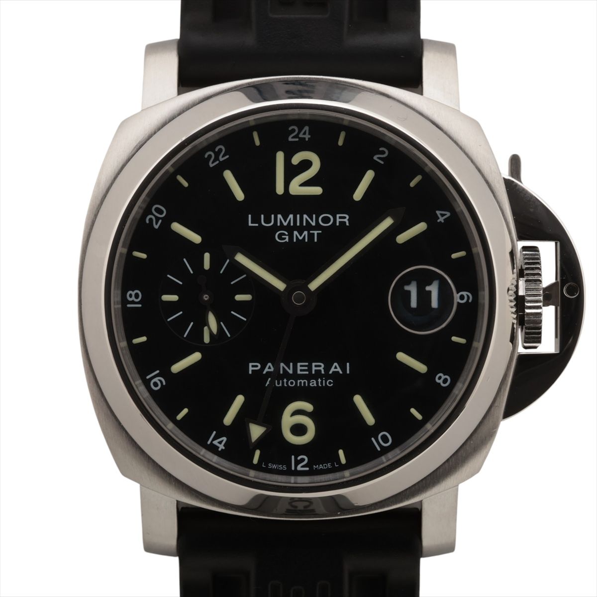 【中古】パネライ ルミノール GMT PAM00244 SS SS×ラバー AT ブラック文字盤