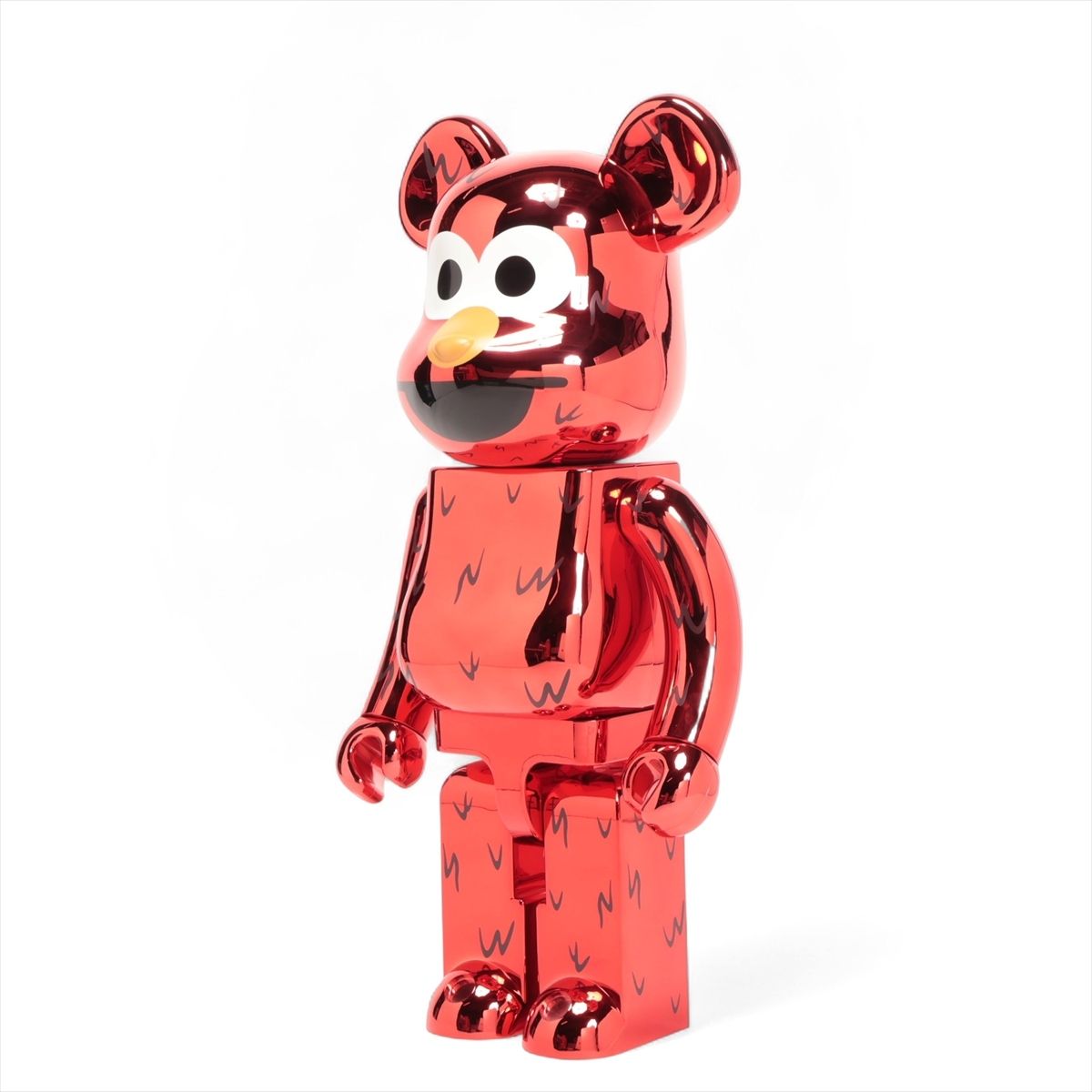【中古】ベアブリック フィギュア プラスチック レッド ELMO CHROME Ver. 1000％