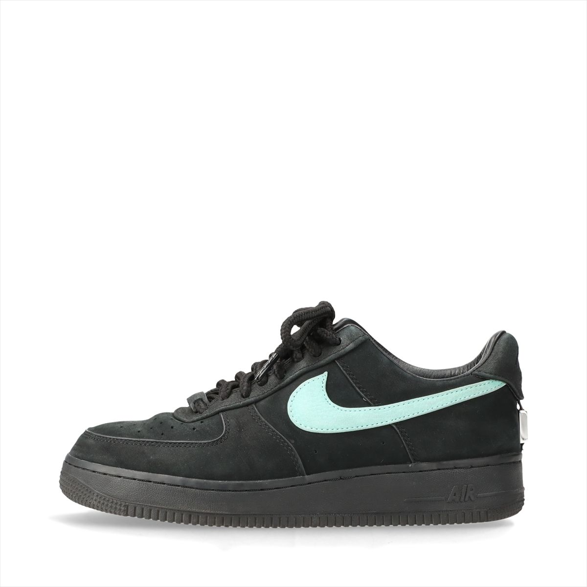 【中古】ティファニー×ナイキ AIR FORCE 1 ヌバック×レザー スニーカー 25.5cm ユニセックス ブラック×ライトブルー DZ1382-001