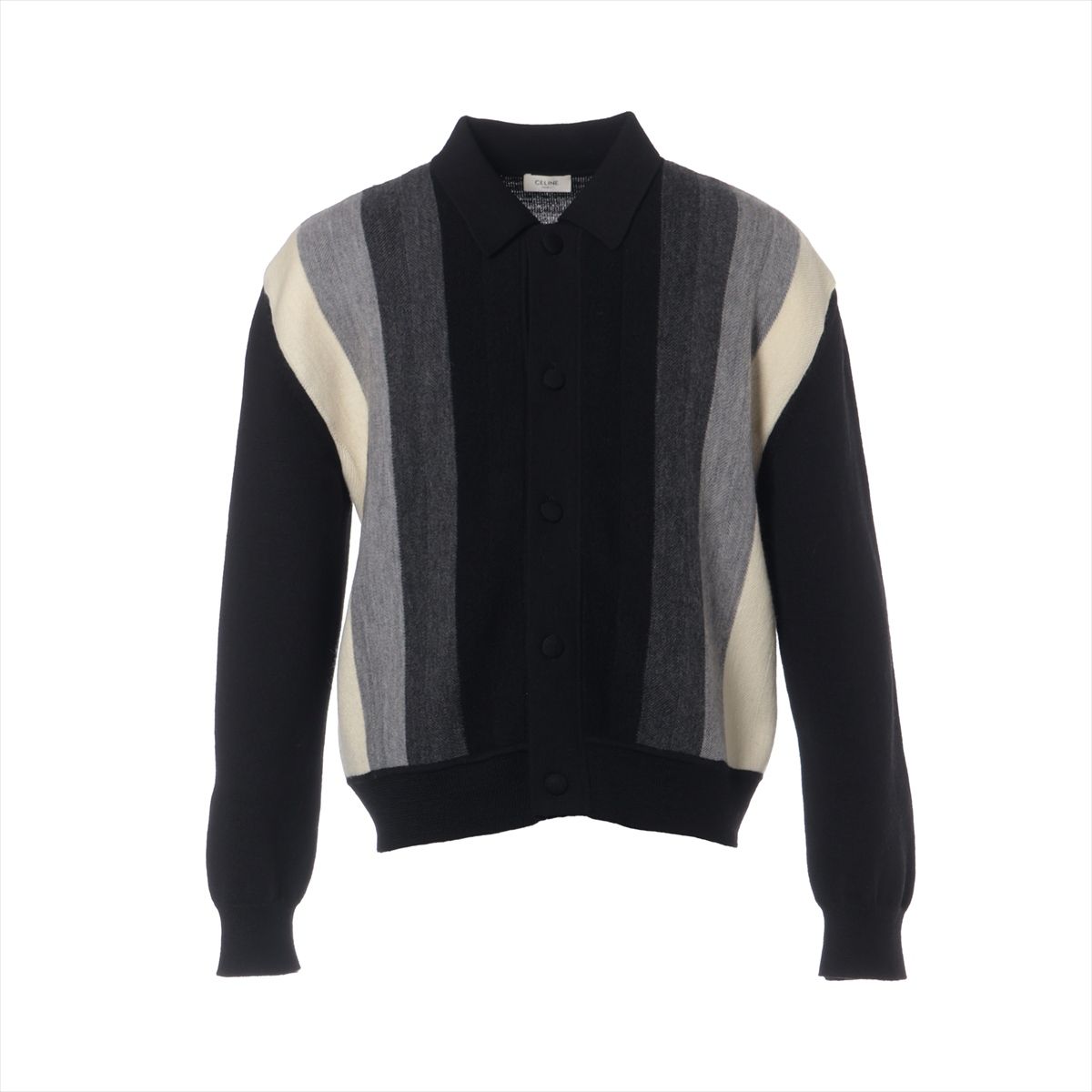 【中古】セリーヌ エディ期 羊毛 ジレー L メンズ 黒いこと×象牙色  RY05H0B67