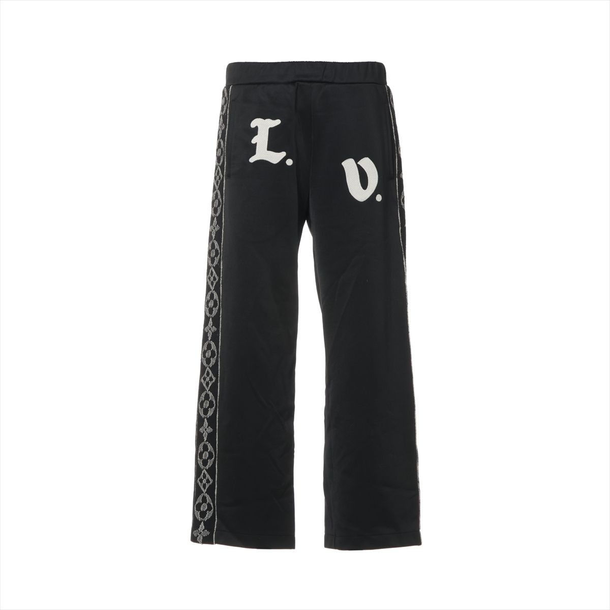 【中古】ヴィトン 21AW ポリエステル&times;コットン トラックパンツ S メンズ ブラック RM212 LVフラワーバンド スレ 毛玉あり｜ALLU 店