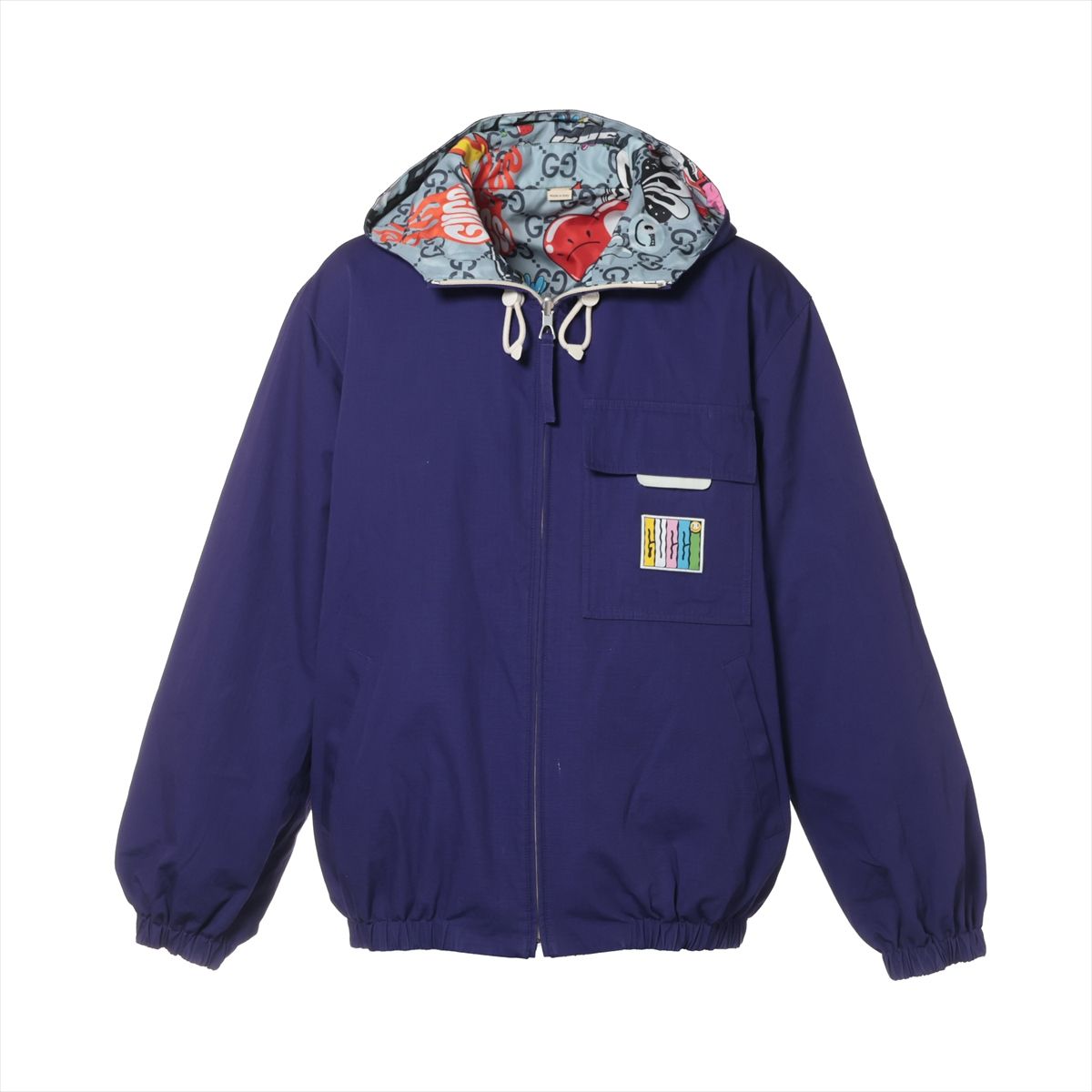 【中古】グッチ×ハティスチュワート コットン×ナイロン ジャケット 48 メンズ パープル×マルチカラー 777290 リバーシブル スレ有