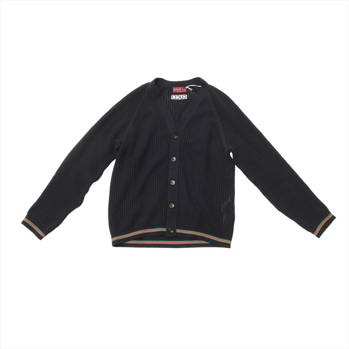 【中古】グッチ 24AW 綿織物 ジレー L メンズ 米国海軍  788009 ロゴタイプ ウェブストライプ 編み物 リドコレクション 箱あり