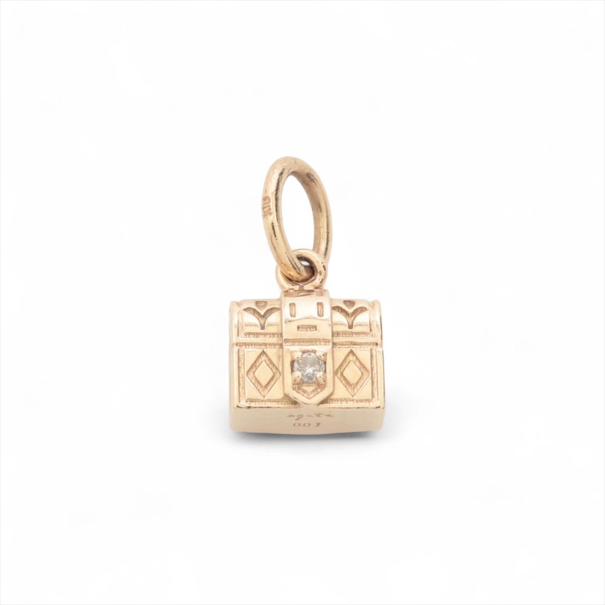 【中古】アガット 金剛石 首飾りとっ始め K10(YG) 1.0g 0.01
