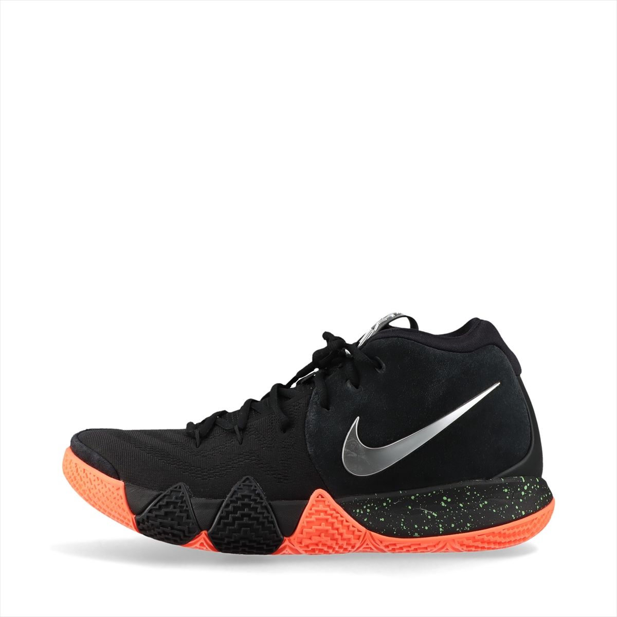 【中古】ナイキ KYRIE 4 スエード×ファブリック スニーカー 30cm メンズ ブラック×オレンジ 943806-010