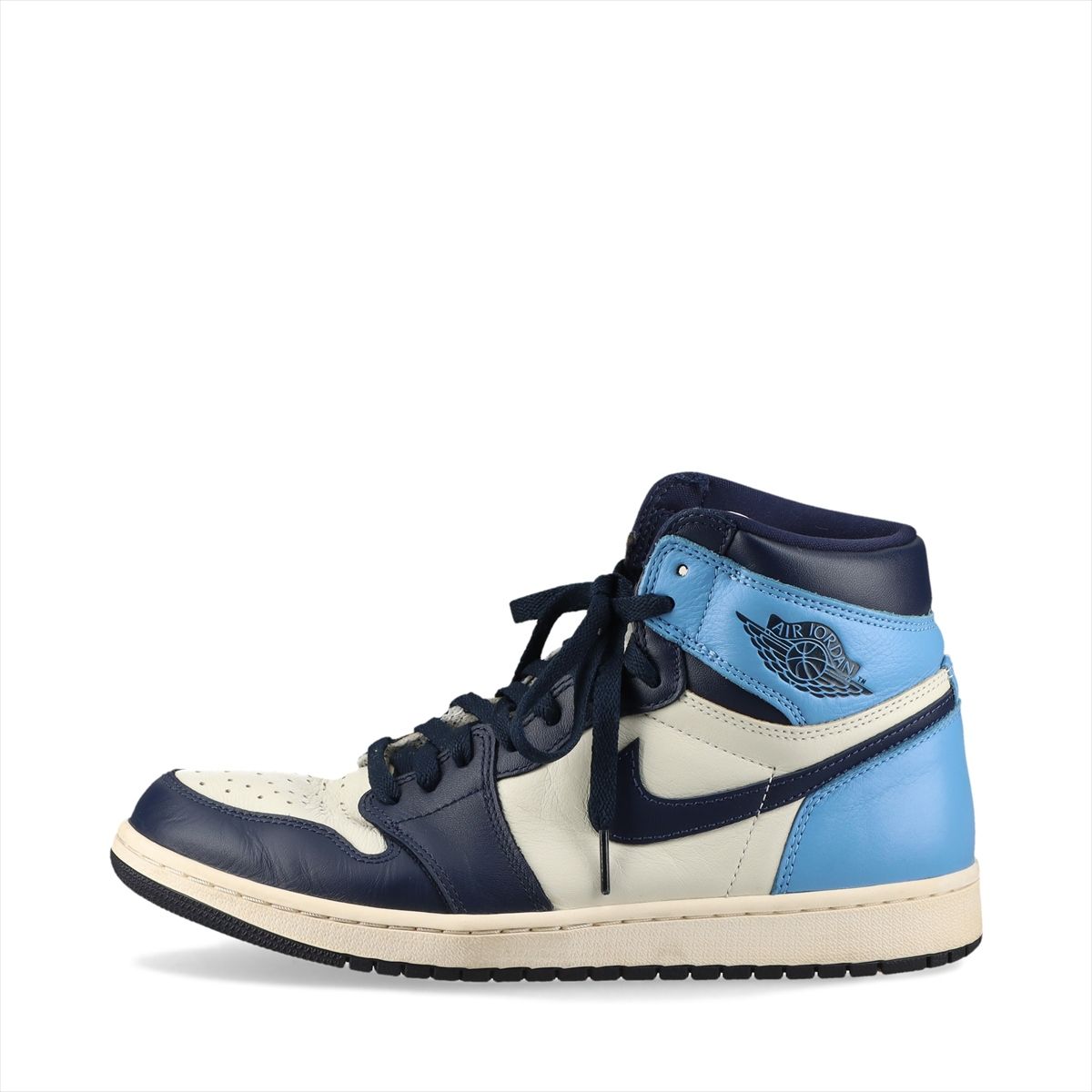 【中古】ナイキ AIR JORDAN 1 RETRO HIGH OG レザー ハイカットスニーカー 27.5cm メンズ ブルー×ホワイト 555088-140 ライニングに毛玉 インソールのロゴ剥がれ ミッドソール黄ばみあり