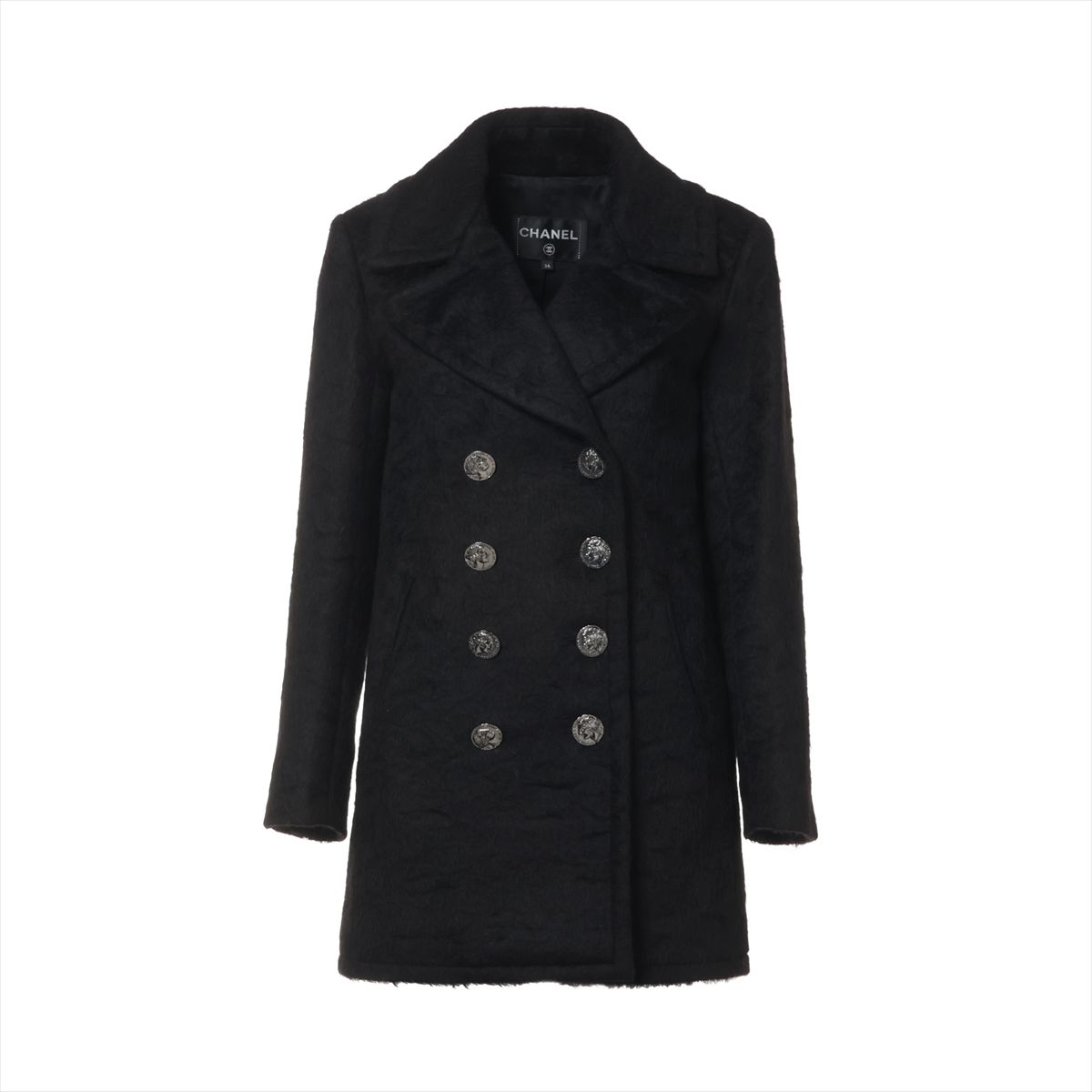 【中古】シャネル Pre-Fall2016 ラマ×ウール コート 34 レディース ブラック Look4 P54393V40636 ダブルブレスト ガーメント付き