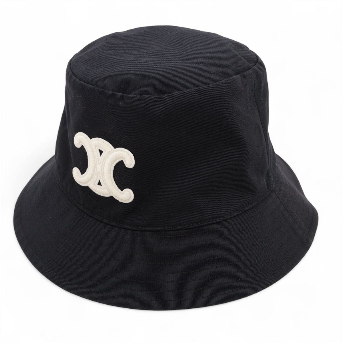 【中古】セリーヌ 2AUE5968P トリオンフ ハット M コットン ブラック