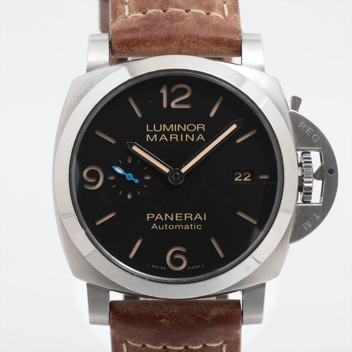 【中古】パネライ ルミノールマリーナ PAM01312 SS SS×革 AT ブラック文字盤