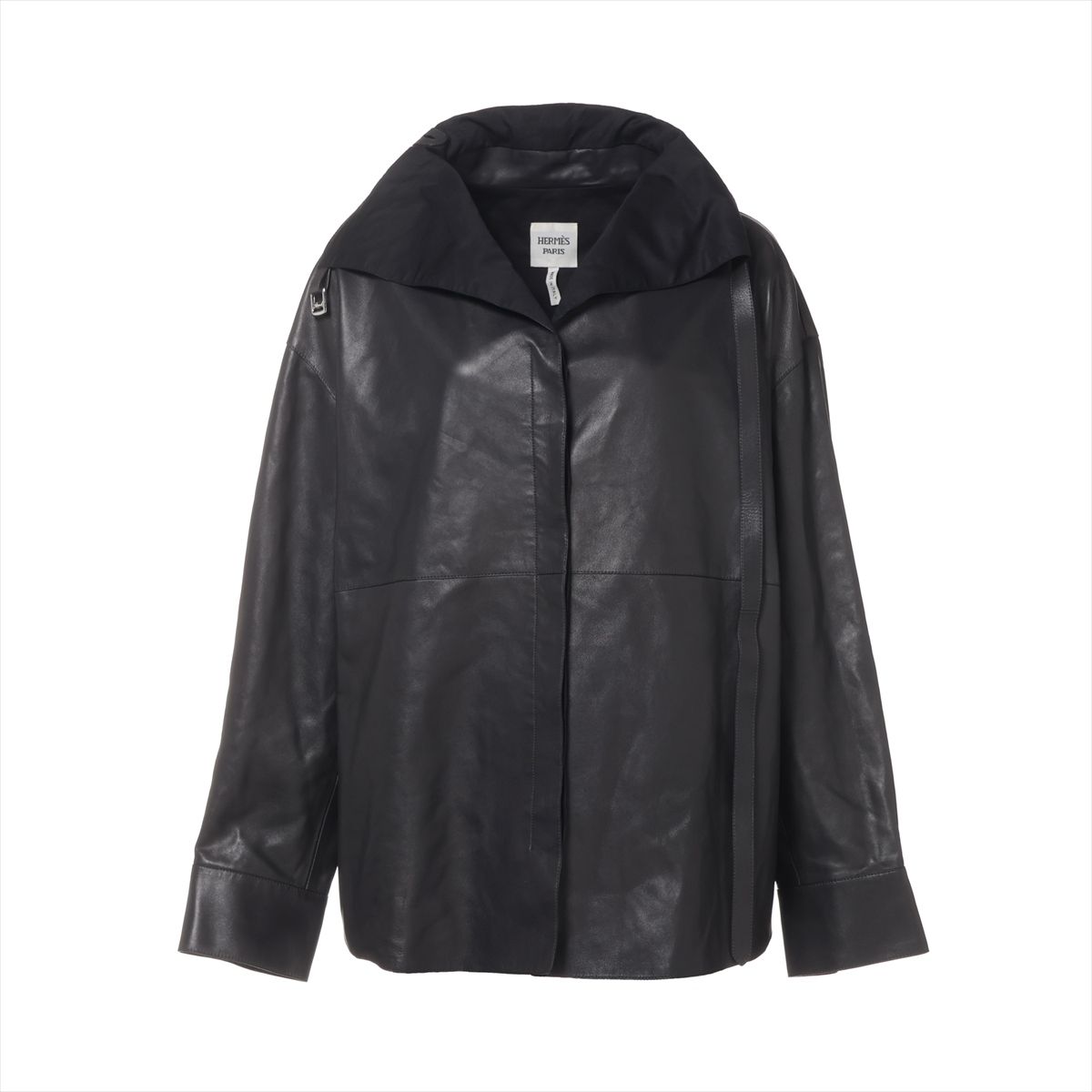 【中古】エルメス セリエ ナデージュ ヴァンヘ シビュルスキー25AW なめし革 プルオーバー 40 レディース 黒いこと  H5H1617DV グリ アルドワーズ  非対称 脇ヨゴレ有