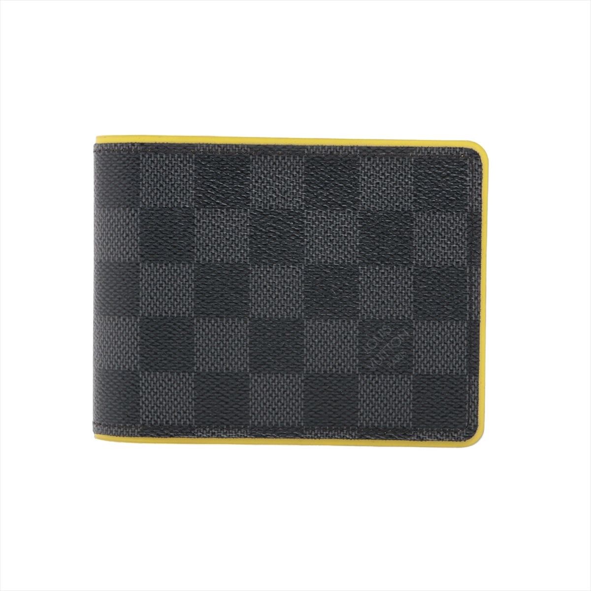 【中古】ヴィトン ダミエグラフィット ポルトフォイユ ミュルティプル N63258 ブラック×イエロー コンパクトウォレット