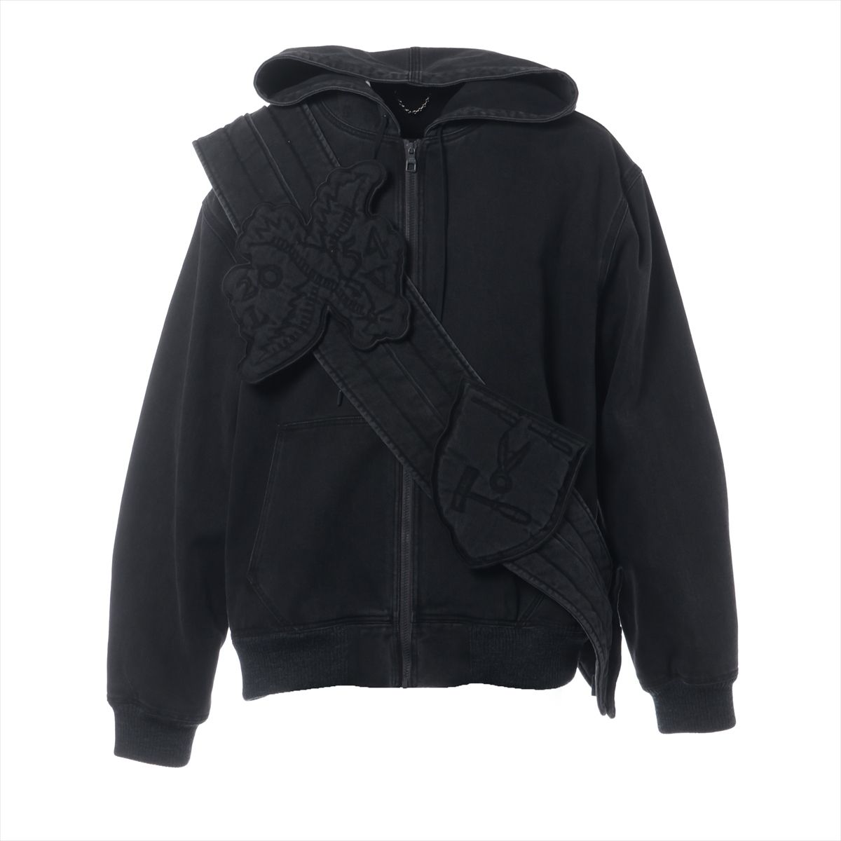 【中古】ヴィトン ヴァージル アブロー 19-20AW コットン ジャケット 54 メンズ グレー HHA61WRDH サッシュアンドパッチ付き ブランドタグほつれ有