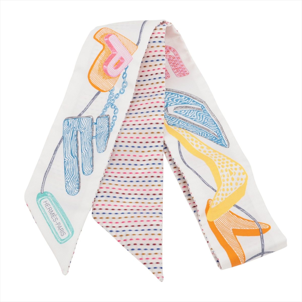 【中古】エルメス ツイリー Chevaloscope Neon シュヴァロスコープ ネオン スカーフ シルク ブロン×ローズ×ヴェール 27,437円