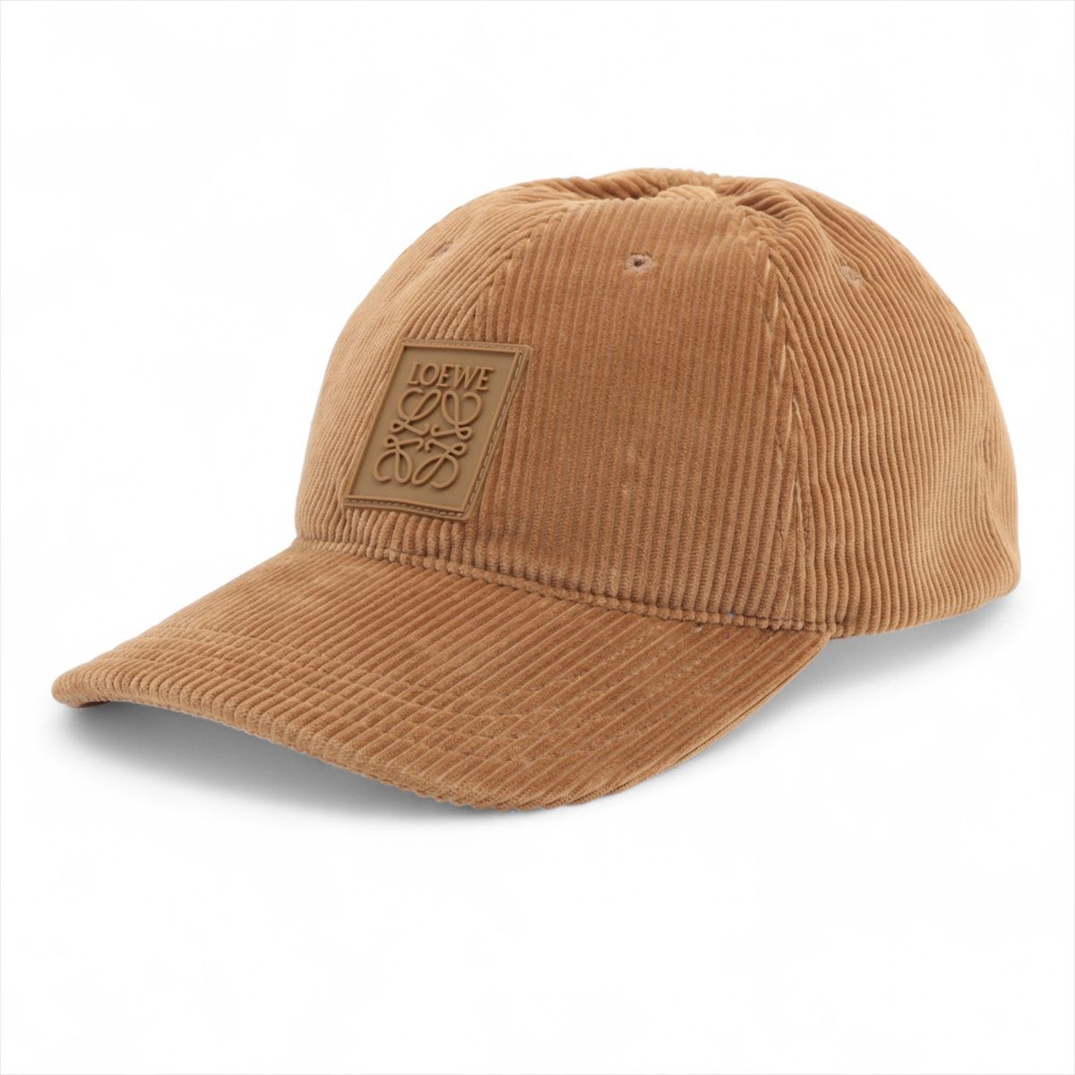 【中古】ロエベ アナグラム キャップ ワンサイズ コットン キャメル コーデュロイ