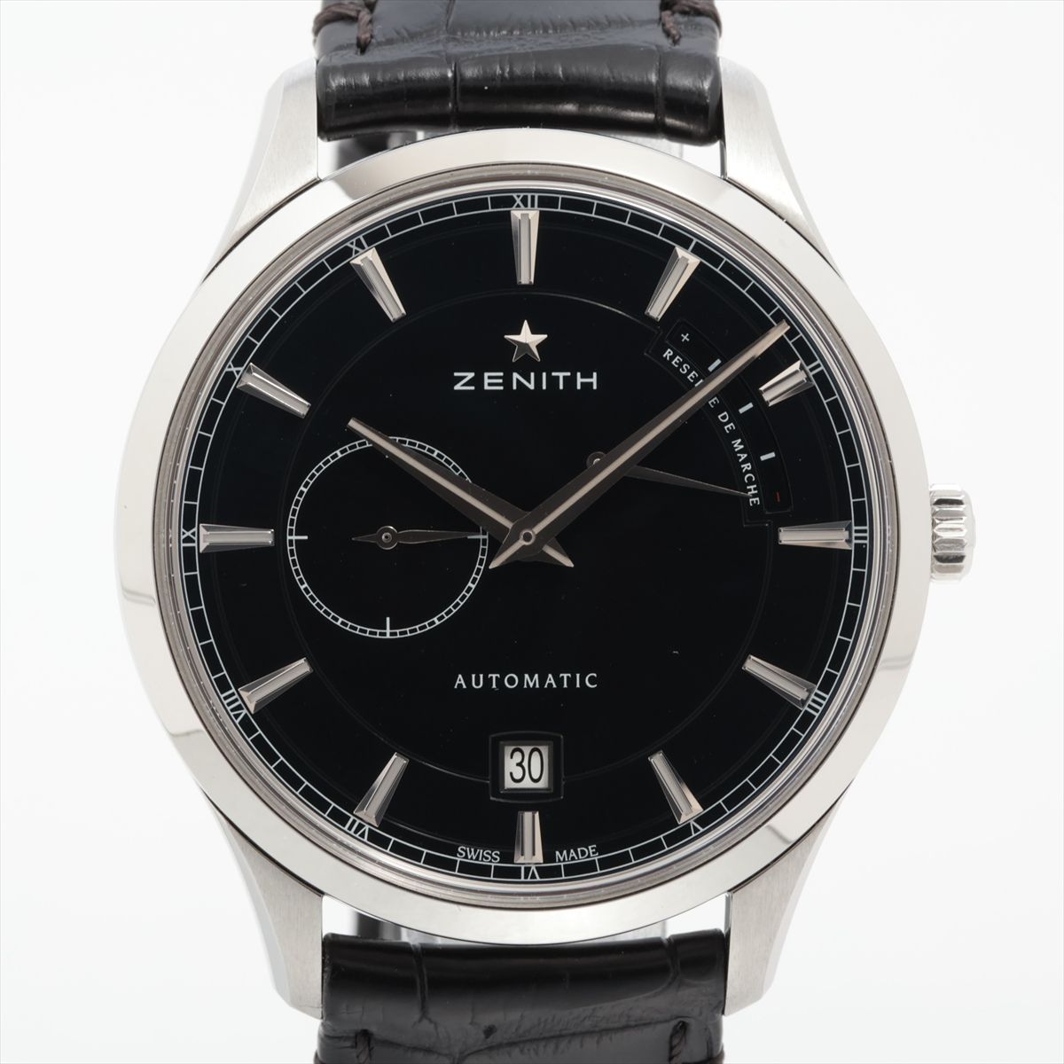 【中古】ゼニス エリート SS SS×革 AT ブラック文字盤 03.2122.685