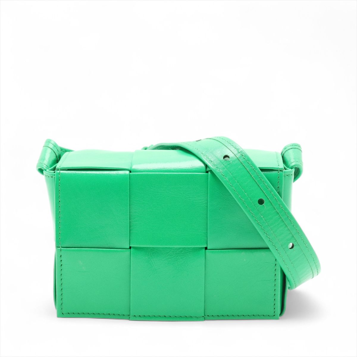 【中古】ボッテガヴェネタ マキシイントレッチオ キャンディ カセット レザー ショルダーバッグ グリーン
