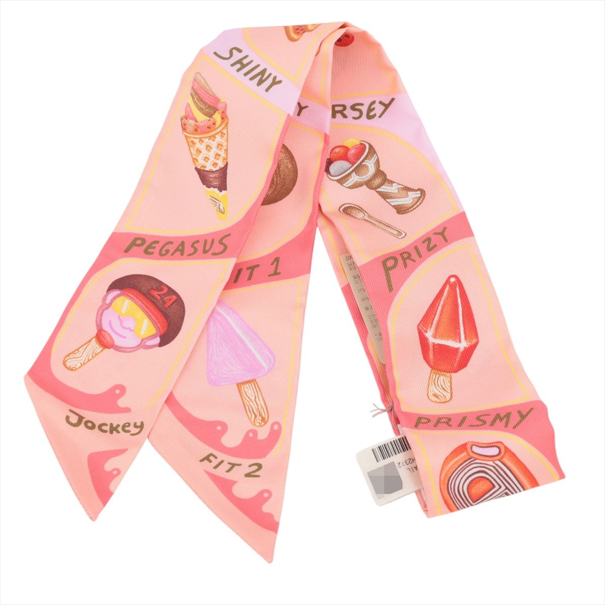 【中古】エルメス ツイリー Funny Ice Cream ファニー アイスクリーム スカーフ シルク ローズプードル×コライユ