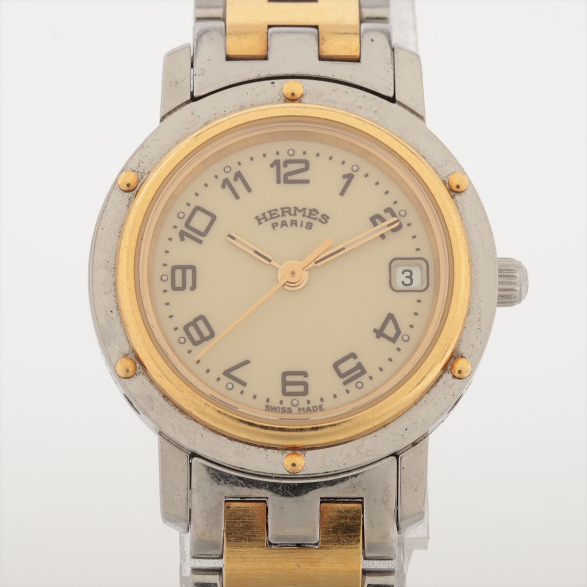 【中古】エルメス クリッパー CL4.220 GP×SS GP×SS QZ アイボリー文字盤 あまりごま2