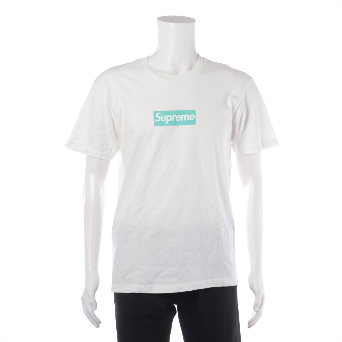 【中古】シュプリーム×ティファニー ボックスロゴ コットン Tシャツ M メンズ ホワイト シミ有 シワ有 30,527円