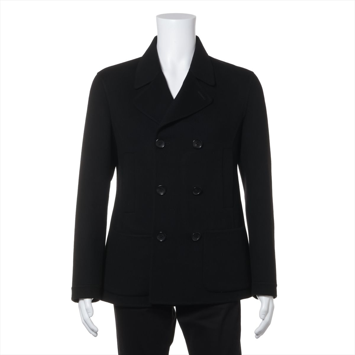 【中古】ヴィトン 11AW カシミヤ コート 50 メンズ ブラック RM112M スレ有 ヤブレ有