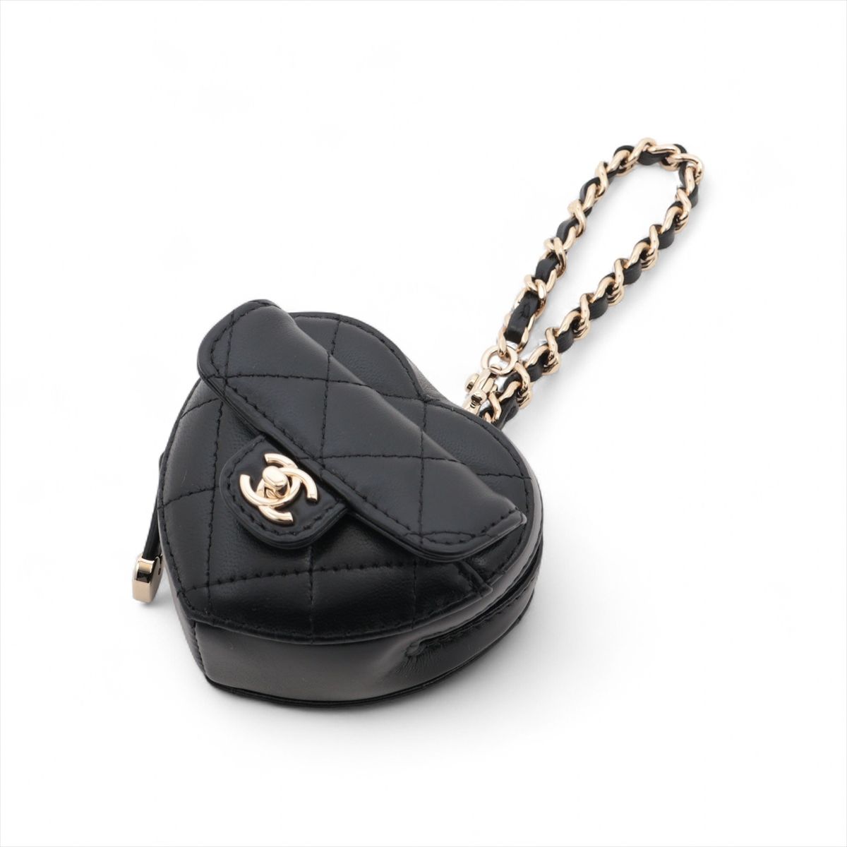【中古】シャネル AP4838 マトラッセ N8HNL61L 御徒面子惹きつける 子ヒツジ素はだ 黒いこと ミニハート型 曲がること鍵を掛ける 車寄せ 手当たり次第禾穀類