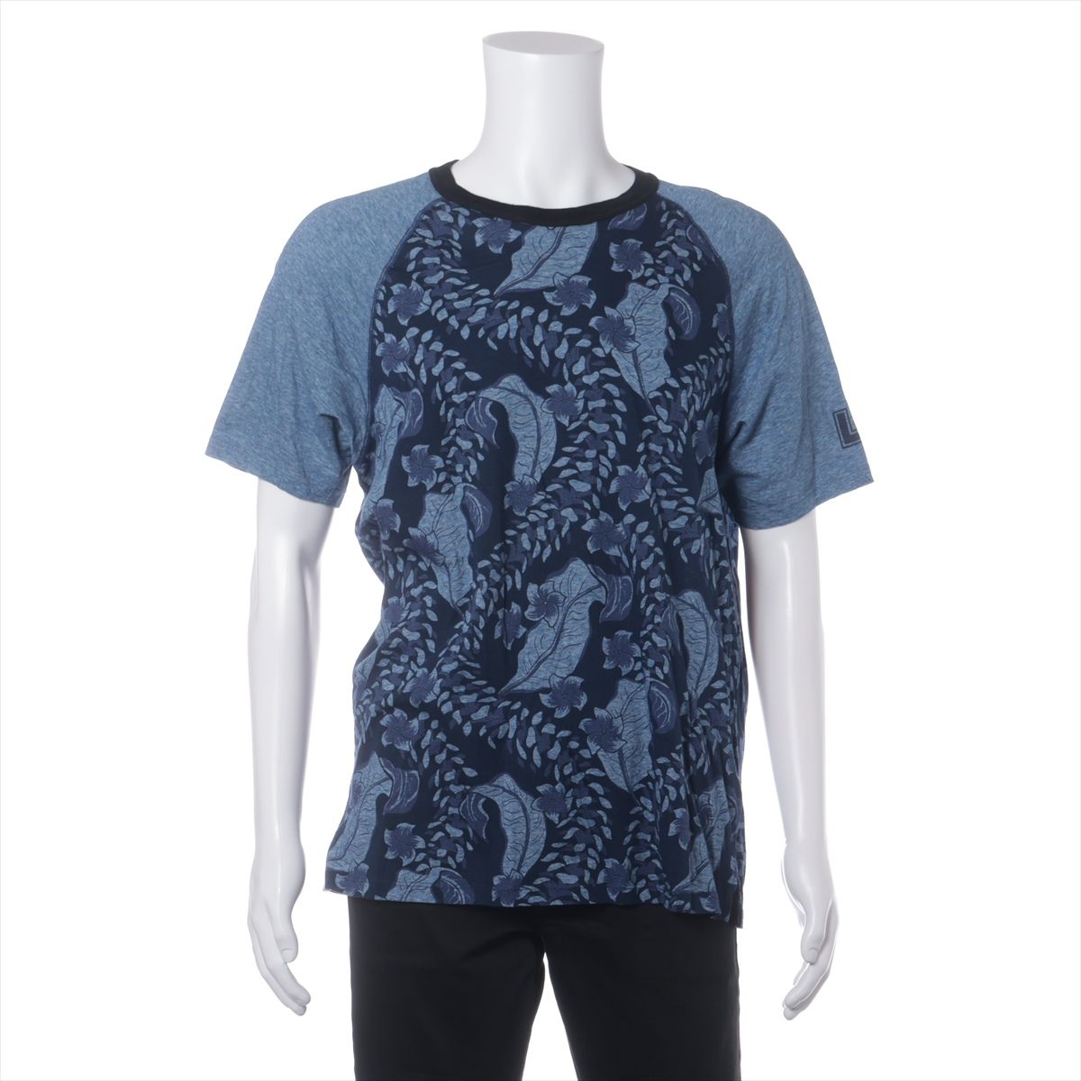 【中古】ヴィトン 18SS コットン Tシャツ XXL メンズ ネイビー ブランドタグ無し RM181M スレあり