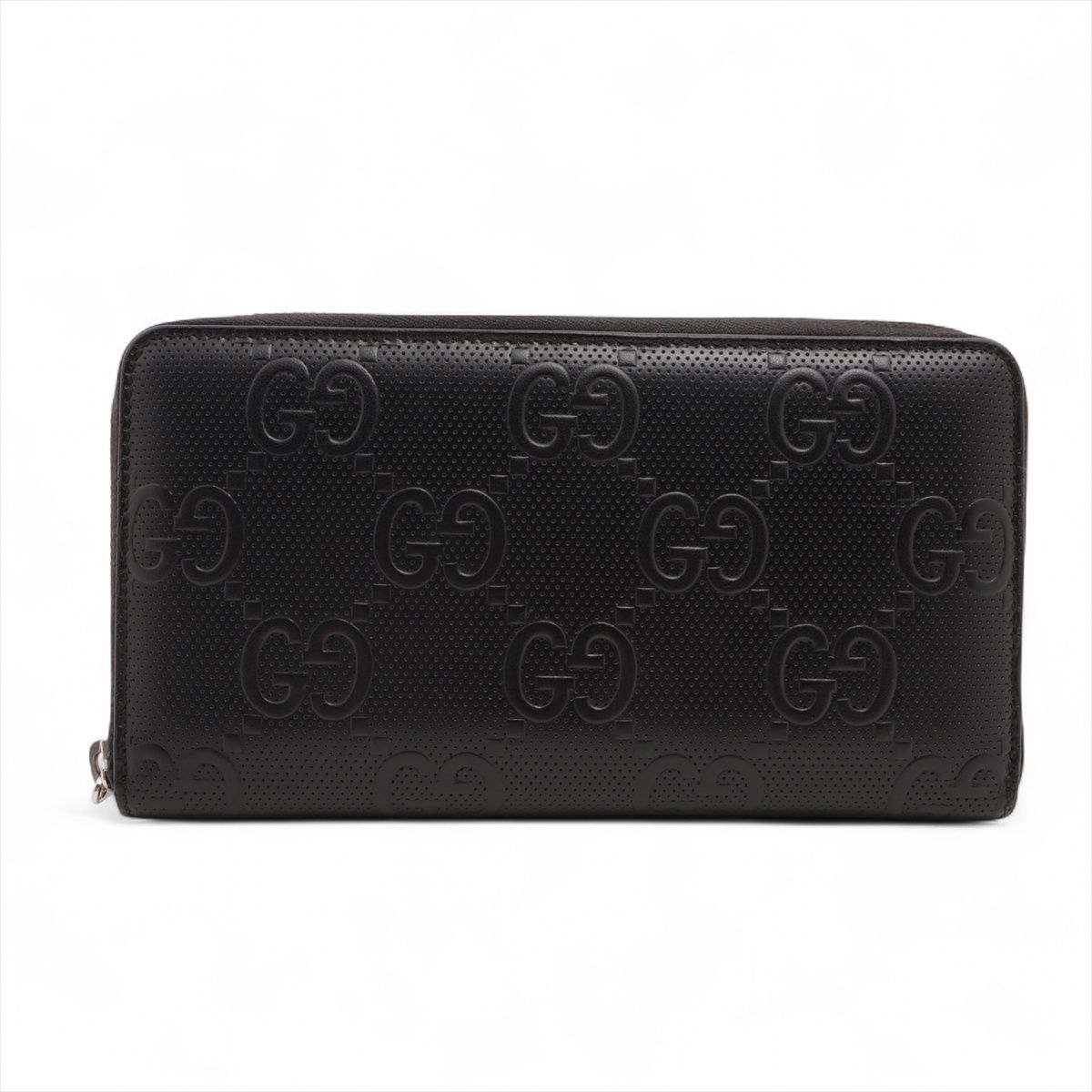 【中古】グッチ GGエンボス 625563 レザー ラウンドジップウォレット ブラック