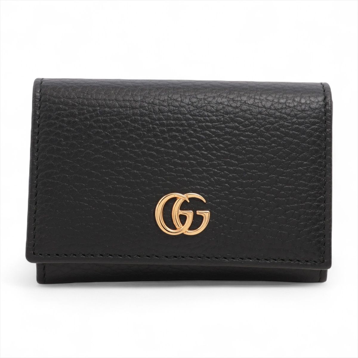 【中古】グッチ GGマーモント 474748 レザー カードケース ブラック