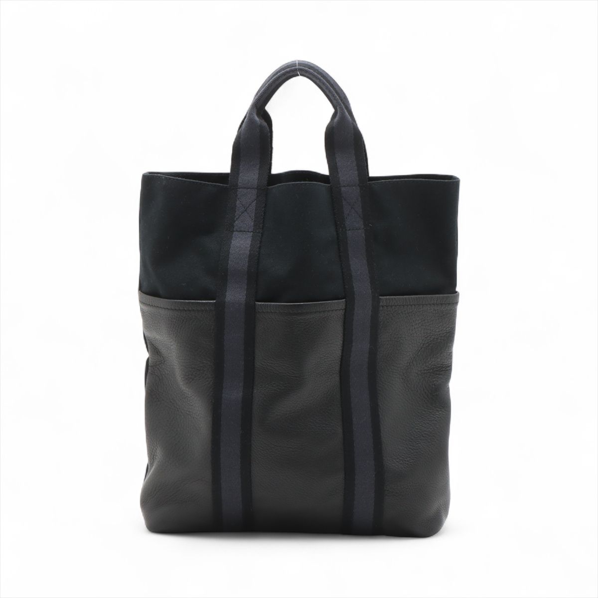 【中古】エルメス フールトゥカバス トワルオフィシエ&times;レザー ネイビー&times;ブラック｜ALLU 店