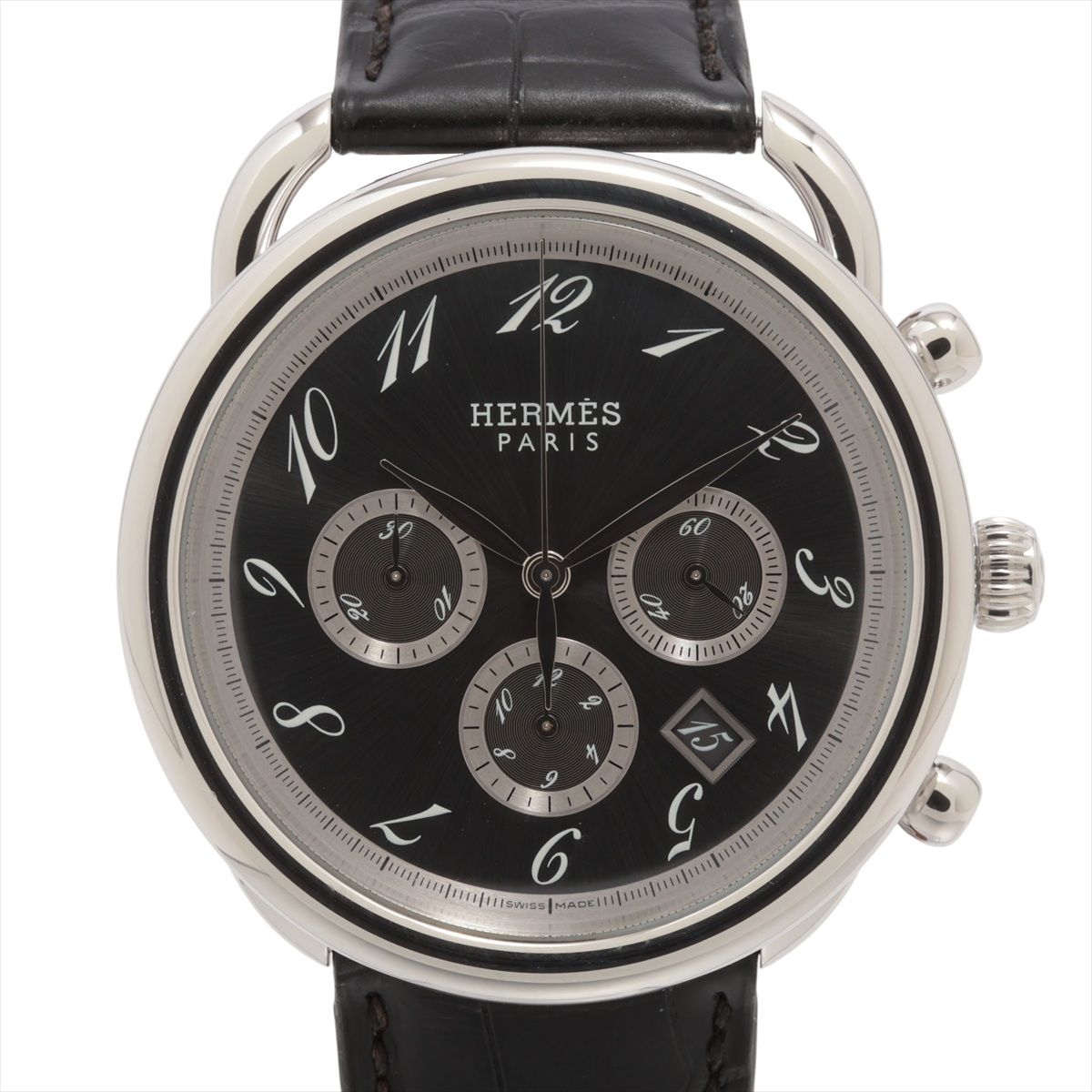 【中古】エルメス アルソー AR4.910 SS SS×革 AT 薄墨色文字記号盤