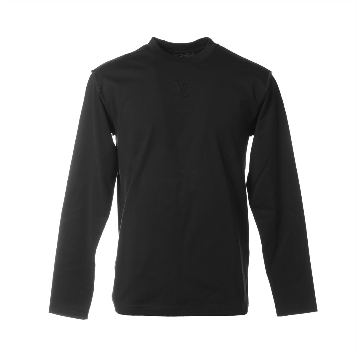 【中古】ヴィトン 26SS 綿織物 ロングティーシャツ XS メンズ 黒いこと  RM261MJ LVロゴエンボス 内部アウト 箱あり