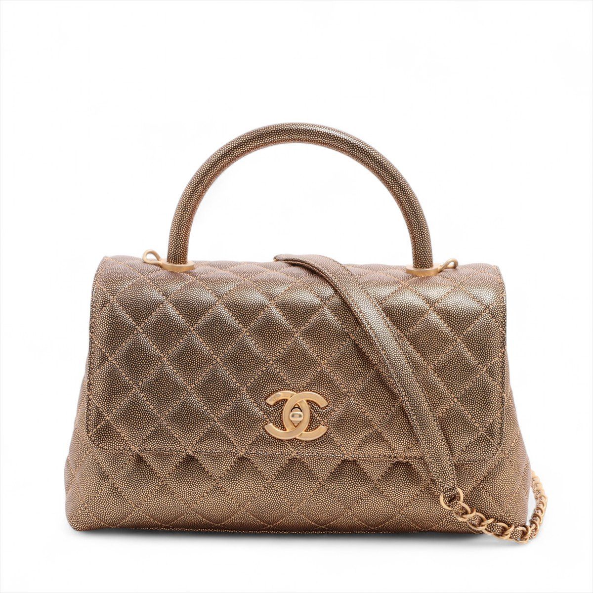 【中古】シャネル ココハンドル29 S キャビア人はだ 2WAYハンドバック ゴールド ゴールド金具 28番台 A92991