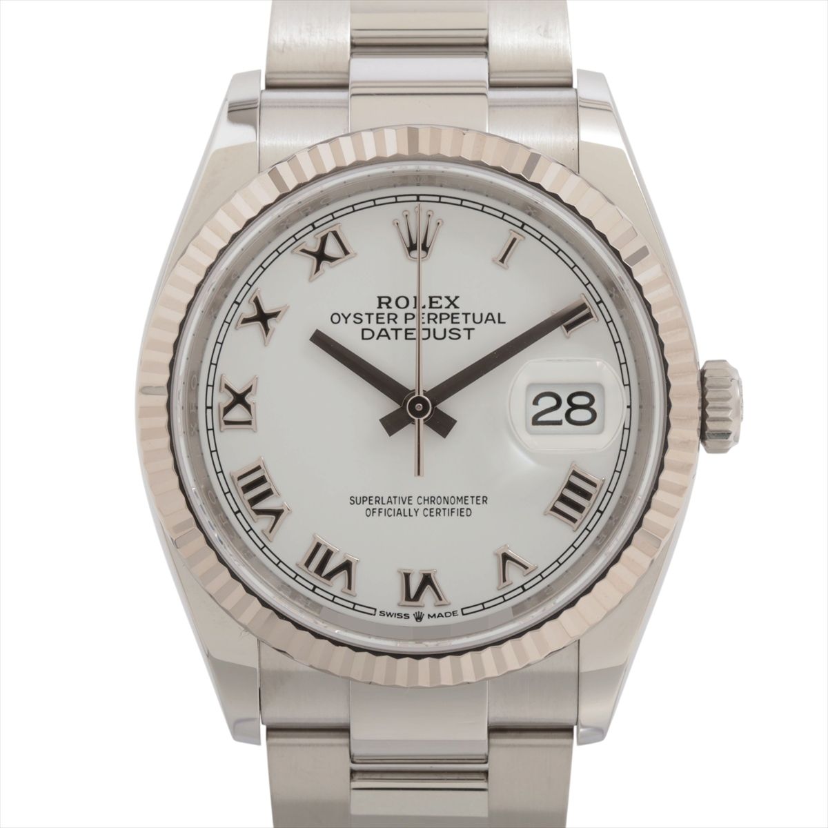 【中古】ロレックス デイトジャスト36 126234 SS×WG SS AT ホワイト文字盤 オイスターブレスレット|ALLU 店