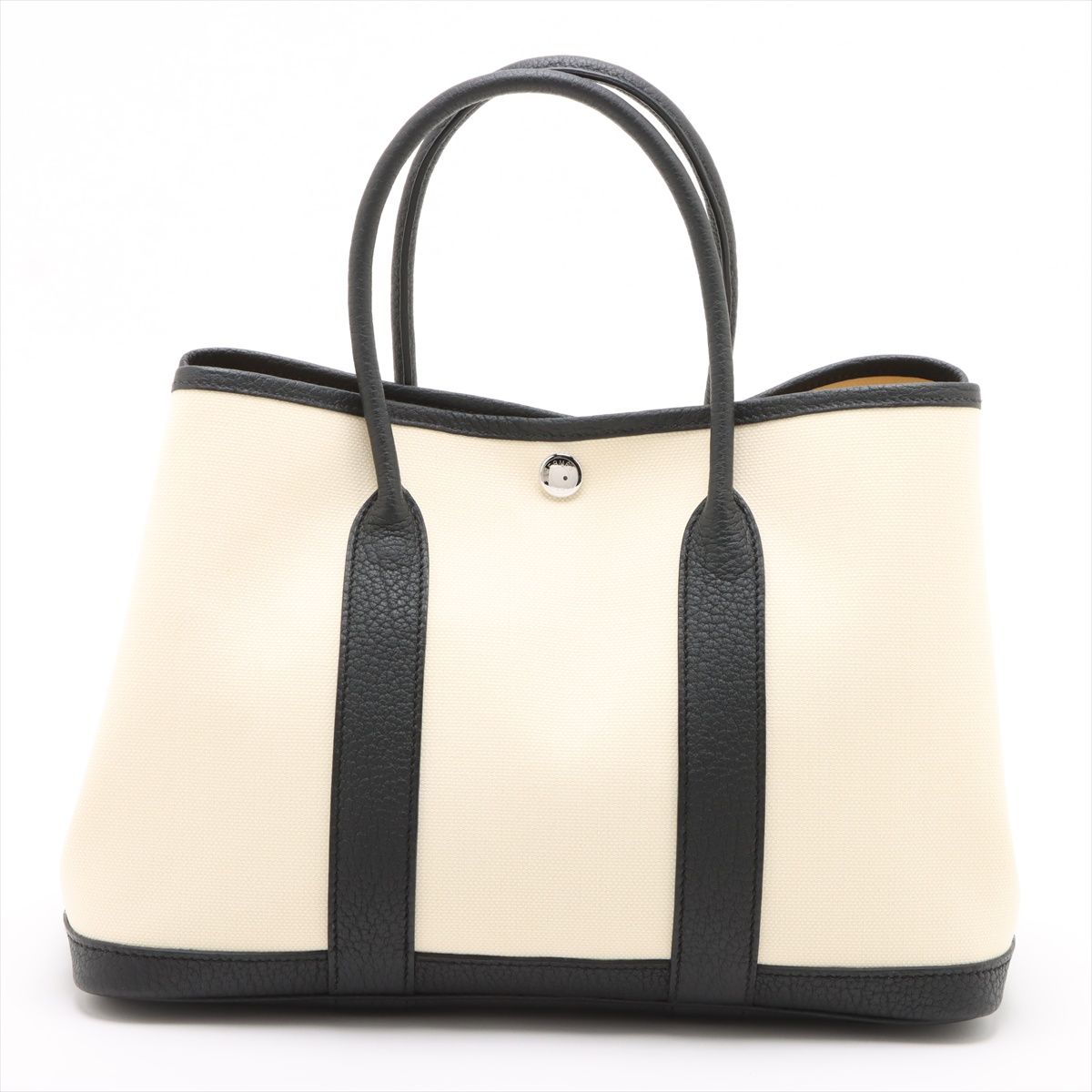【中古】エルメス 庭園寄り合い30 TPM トワルアッシュ×ネゴンダ ベージュ×黒いこと しろがね色金具 W:2024年