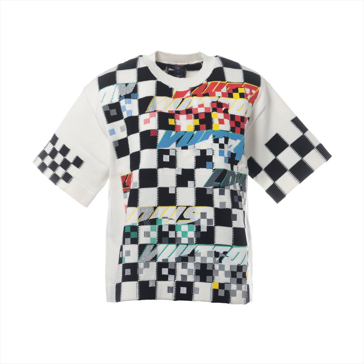 【中古】ヴィトン 22AW 綿織物×ポリエステル 半袖編み物 S レディース マルチ色合い  RW222W FNKS18PU1