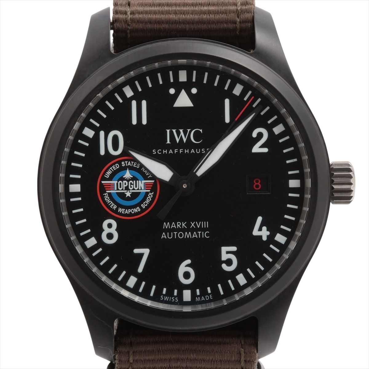 【中古】IWC パイロットウォッチ 目じるしXVIII トップガン  SFT IW324712 CE×TI SS×ナイロン AT 黒いこと文字記号盤