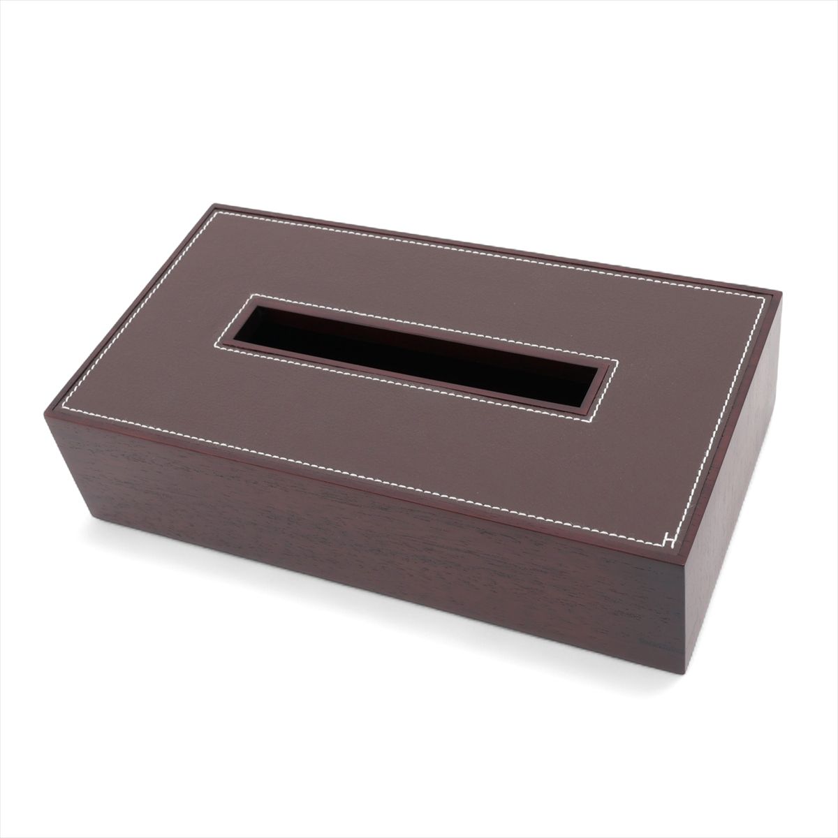 【中古】エルメス 楽器演奏者ドPM ティッシュボックス席 なめし革×白木 うす暗い赤銅色 底蓋 磁石式