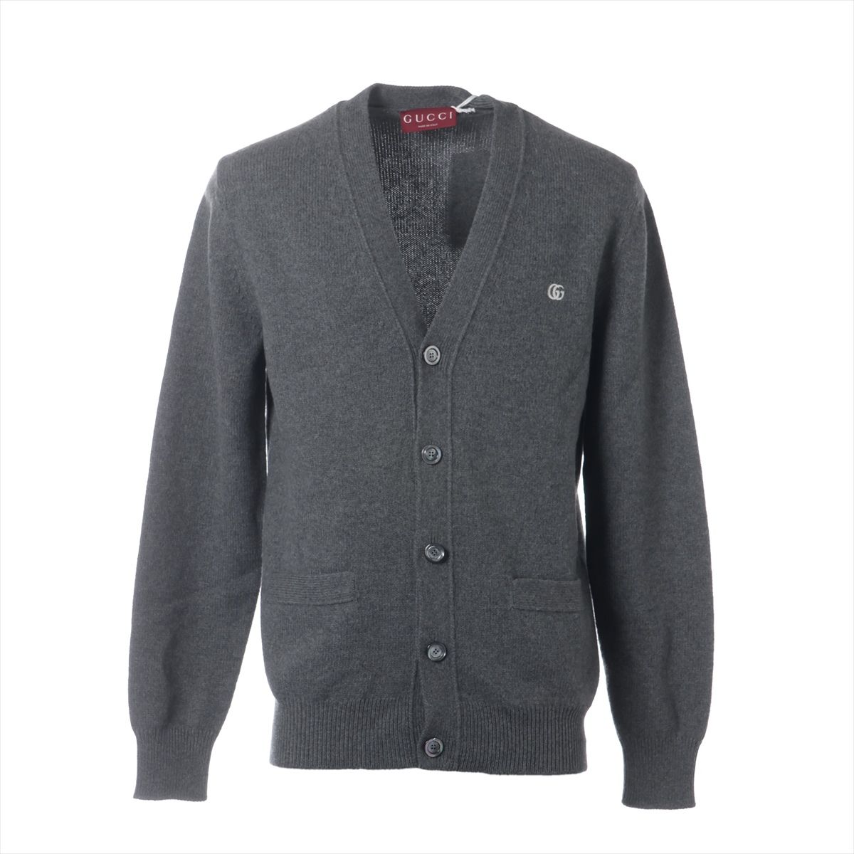 【中古】グッチ 25年 羊毛×カシミール ジレー S メンズ 薄墨色  815009 ダブルG ロゴタイプ刺しゅう 甲殻名取り草