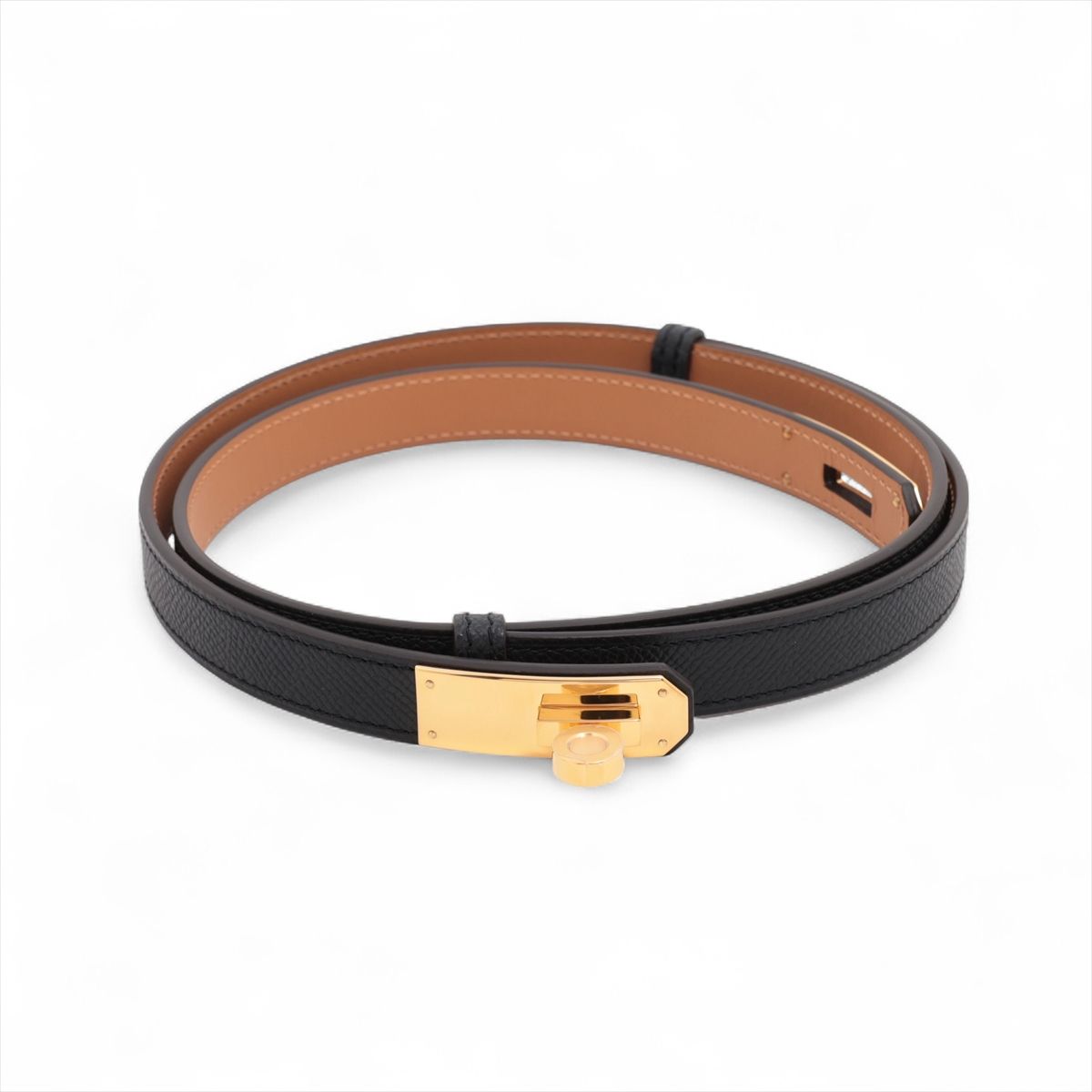 【中古】エルメス ケリー18 K:2025年 三尺帯 ヴォーエプソン ノワール×セサミ