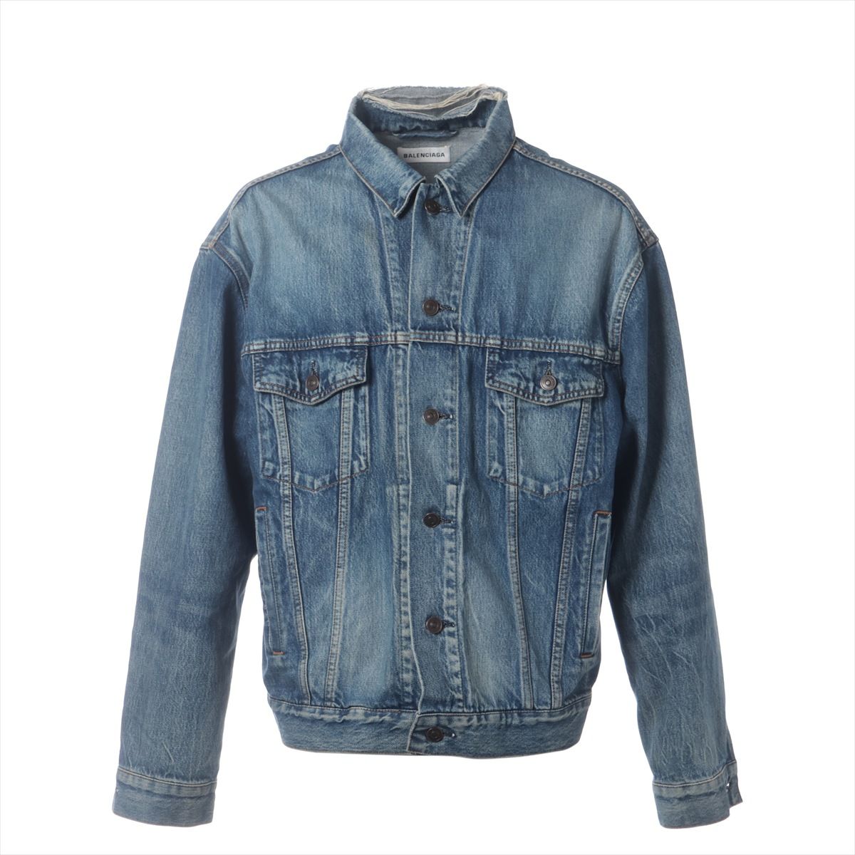 【中古】バレンシアガ 17AW 綿織物 ジーンズ上衣 36 メンズ 青色  529177 うしろ側ロゴタイプ 不都合産業