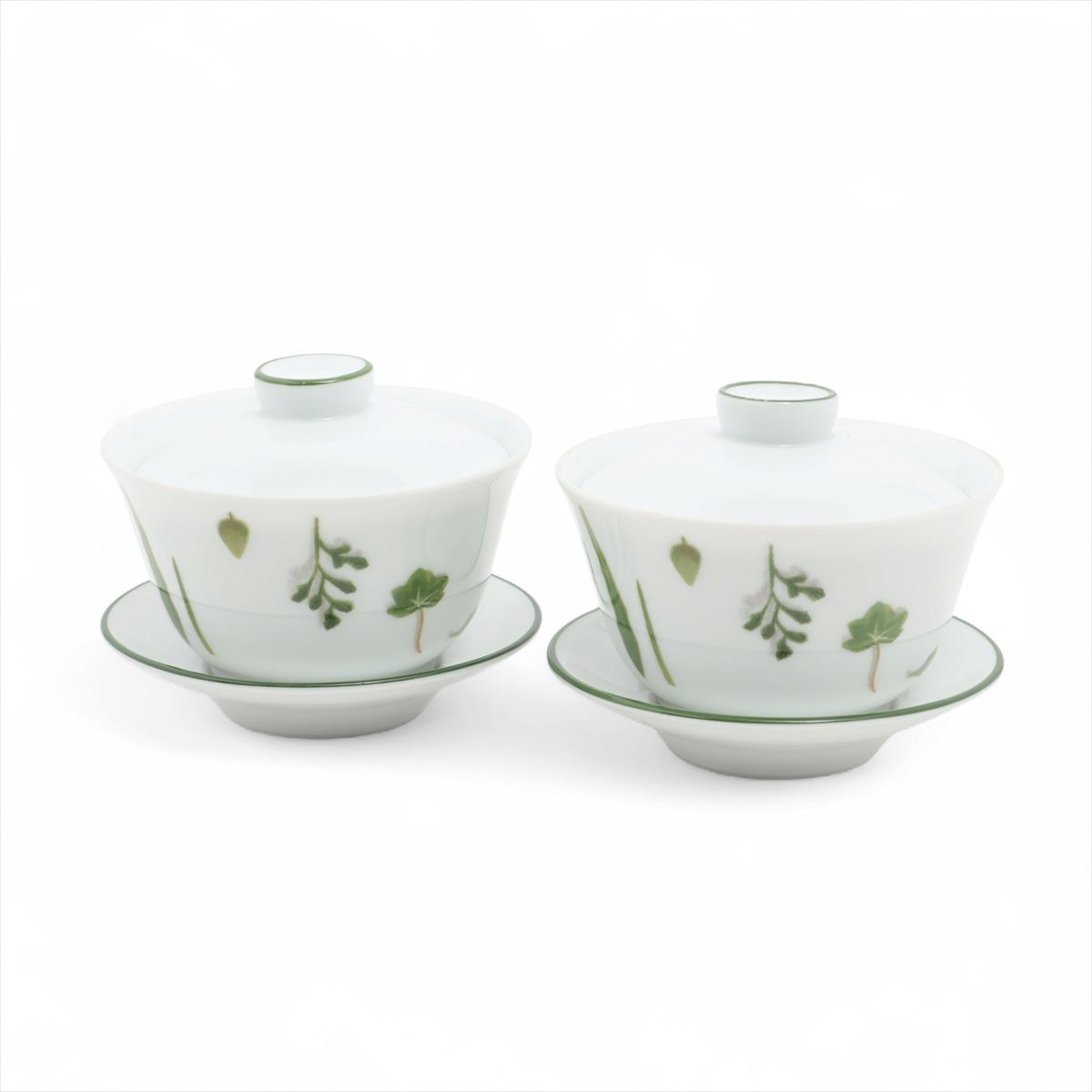 【中古】エルメス メスクラン 茶器 瀬戸もの 白いこと×緑であること 底印「お日さま」 2客仕掛ける