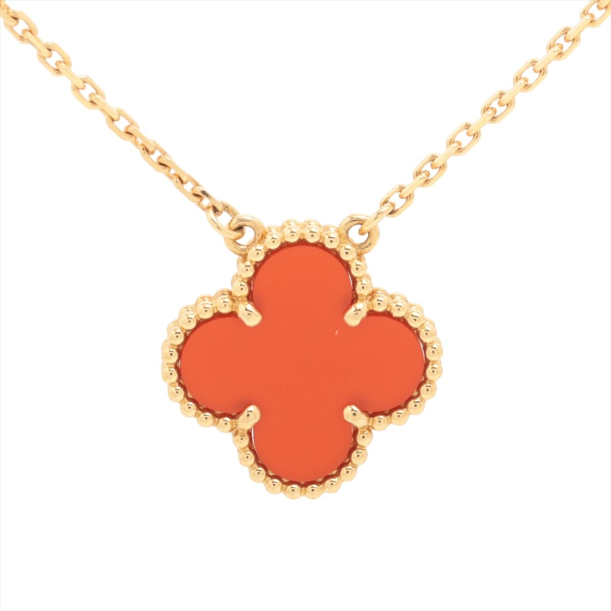 【中古】ヴァンクリーフ&アーペル ヴィンテージアルハンブラ カーネリアン ネックレス 750(YG) 5.2g|ALLU 店